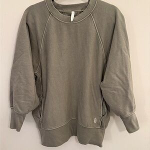 Free People FP Movement Metti Crewneck Sweatshirt Size S Olive